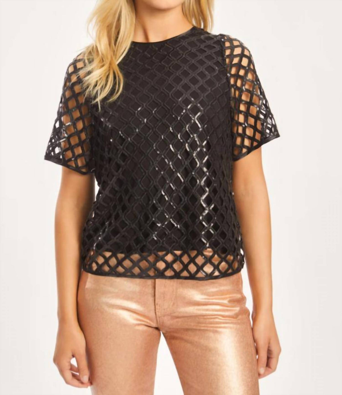 Caballero - Carmen Black Openwork Sequin Top