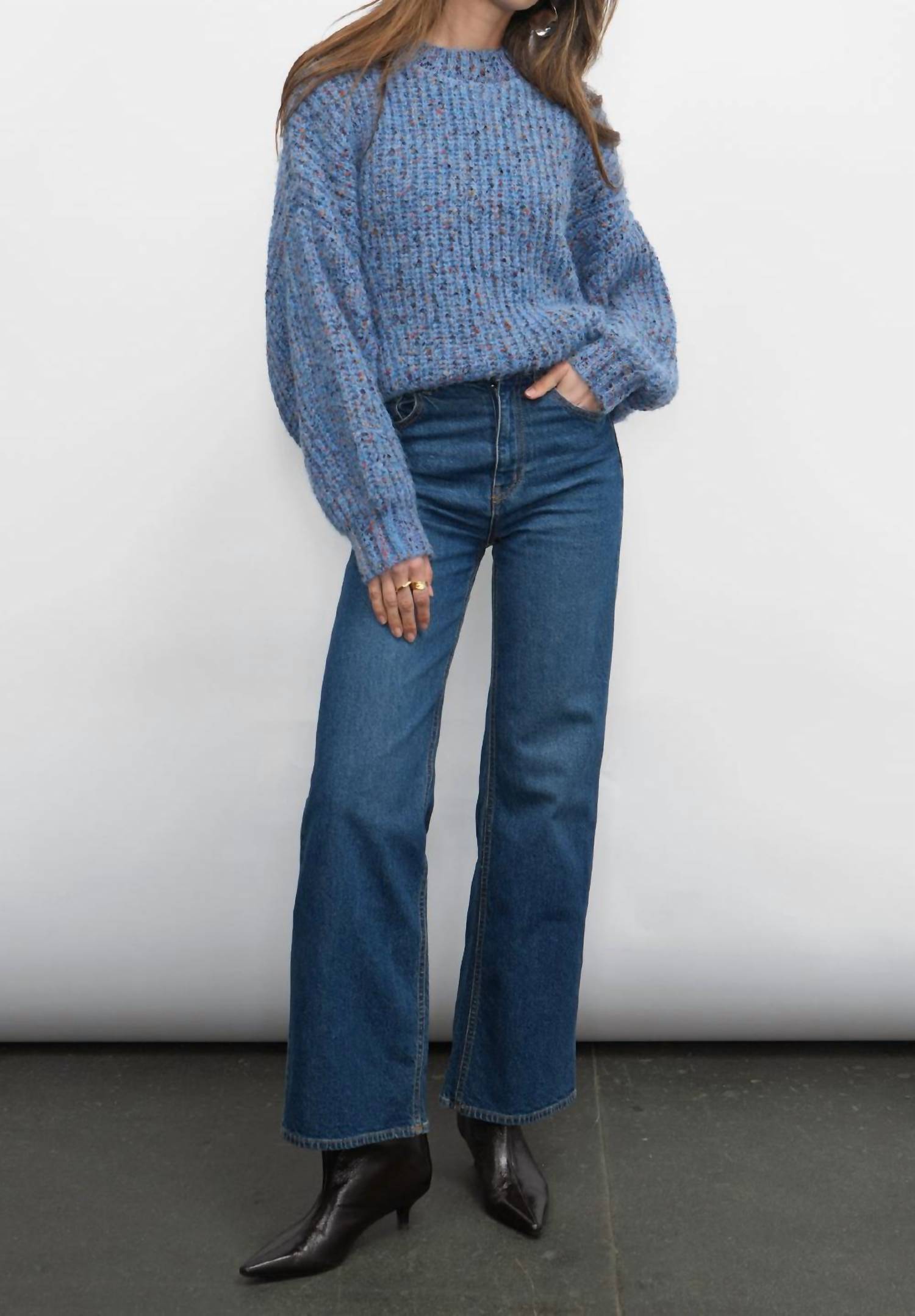 Greylin - Jasper Slouchy Speckled Crew Neck Sweater