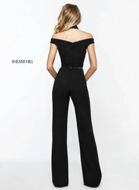 Sherri Hill - Sequins Crop Top And Crepe Pants Set