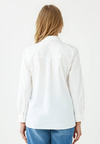 Patrick Assaraf Long Sleeve Cotton Pinstripe Essential Shirt in white - women's shirt