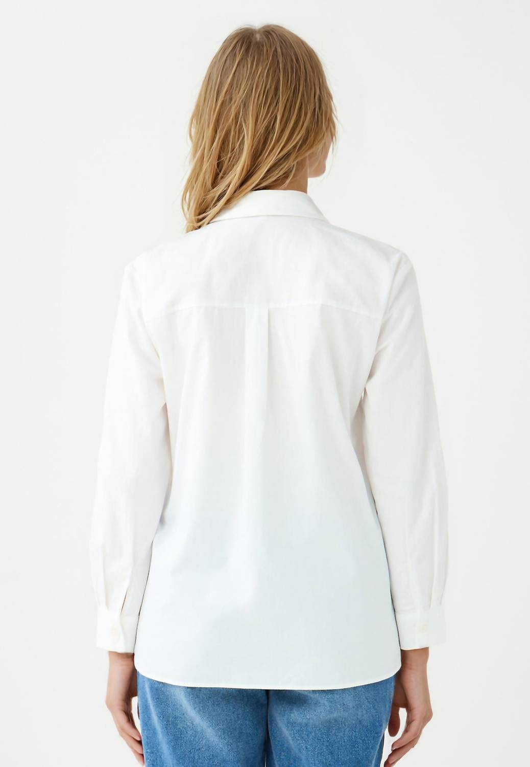 Patrick Assaraf Long Sleeve Cotton Pinstripe Essential Shirt in white - women's shirt