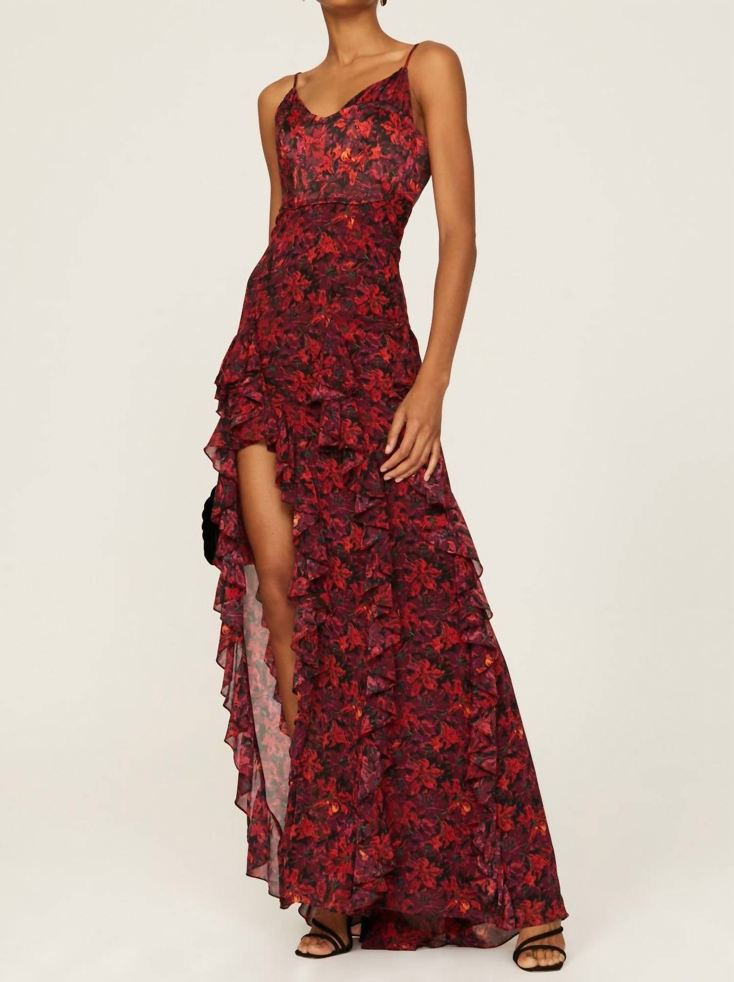 cinq a sept Stargazer Lilies Glenda Gown in calla lily multi - women's dress