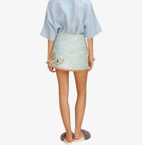 ALEMAIS Azar Raffia Skirt in blue - women's skirt - alternate view