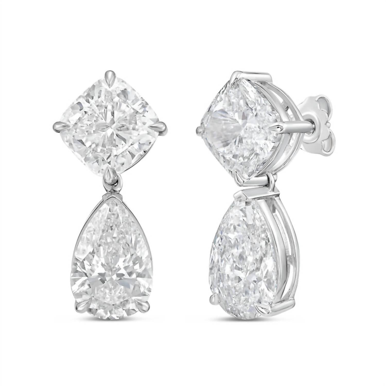 Diana M Jewels - Women's Cushion & Pear Lab-grown Diamond Stud Earrings (8.00 Tcw) - Elegant Plus