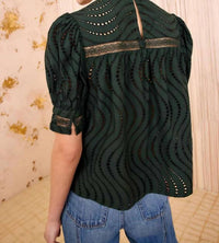 Ulla Johnson - Virginia Water Washed Eyelet Poplin Lace Collar Blouse