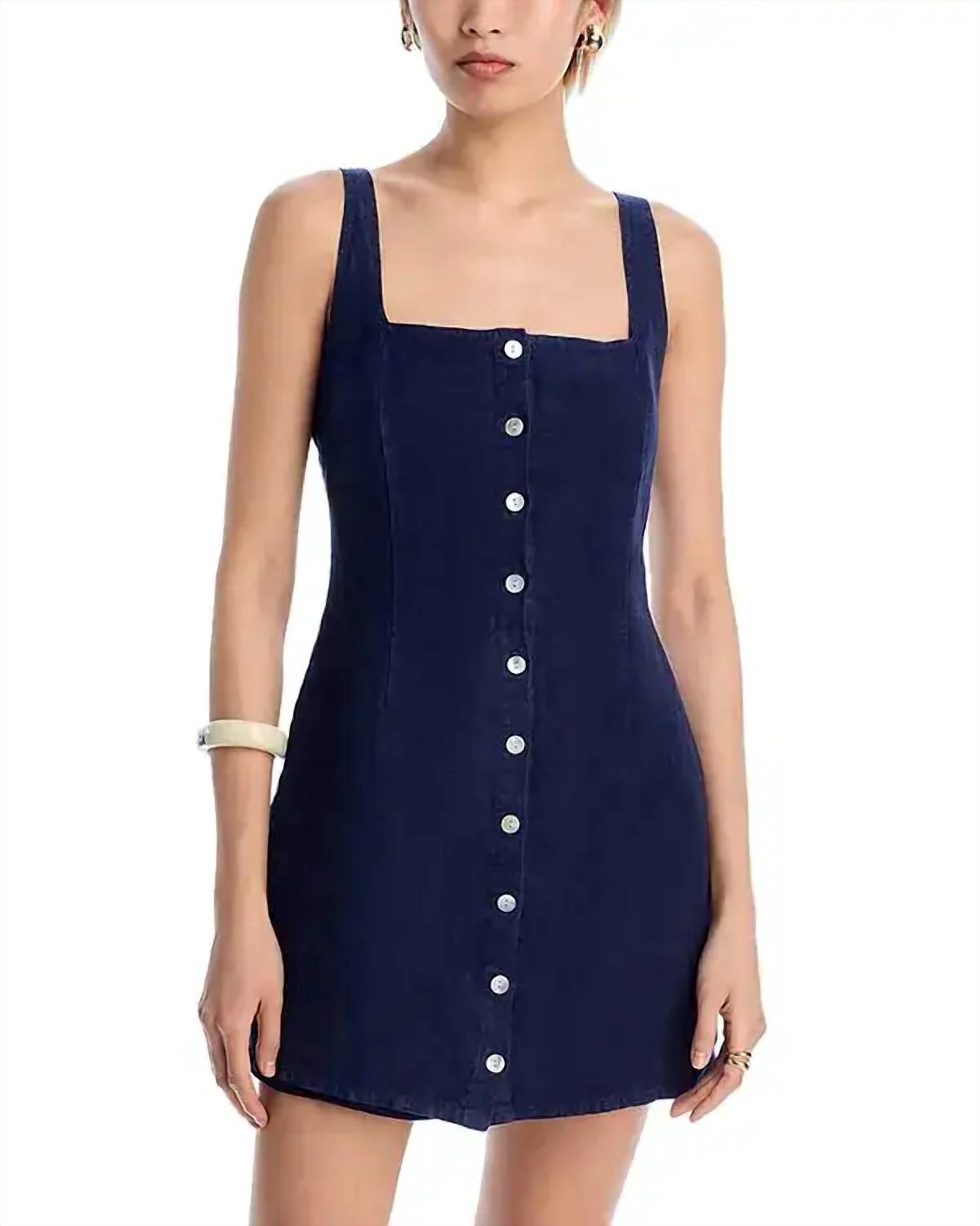 Bella Dahl Square Neck Button Front Mini Dress in navy - women's dress