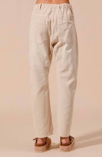 So Me Vintage Washed Slim Barrel Pant in ecru - women's pants - detail view