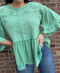 Easel - Eyelet Mix Top