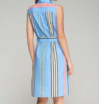 Vilagallo Mariya Dress in azul seersucker - women's dress - detail view