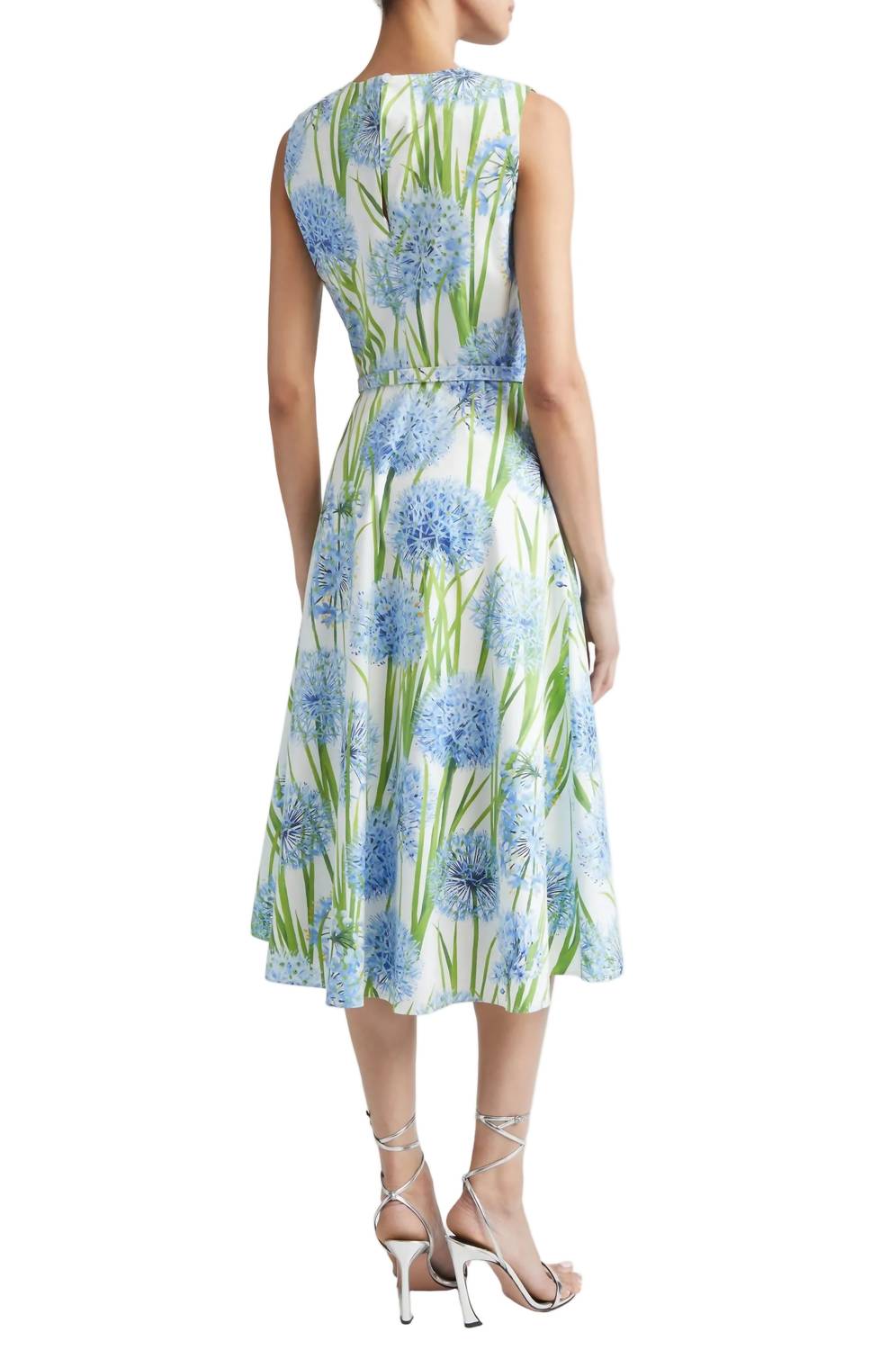 Oscar De La Renta - Sleeveless Allium Print Poplin Dress