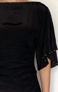 HEMANT & NANDITA Boat Neck Short Dress in black - women's dress - detail view