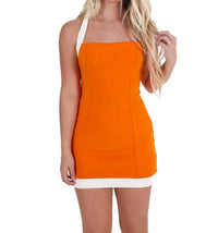 Lena - Tailgate Twist Contrast Halter Mini Dress