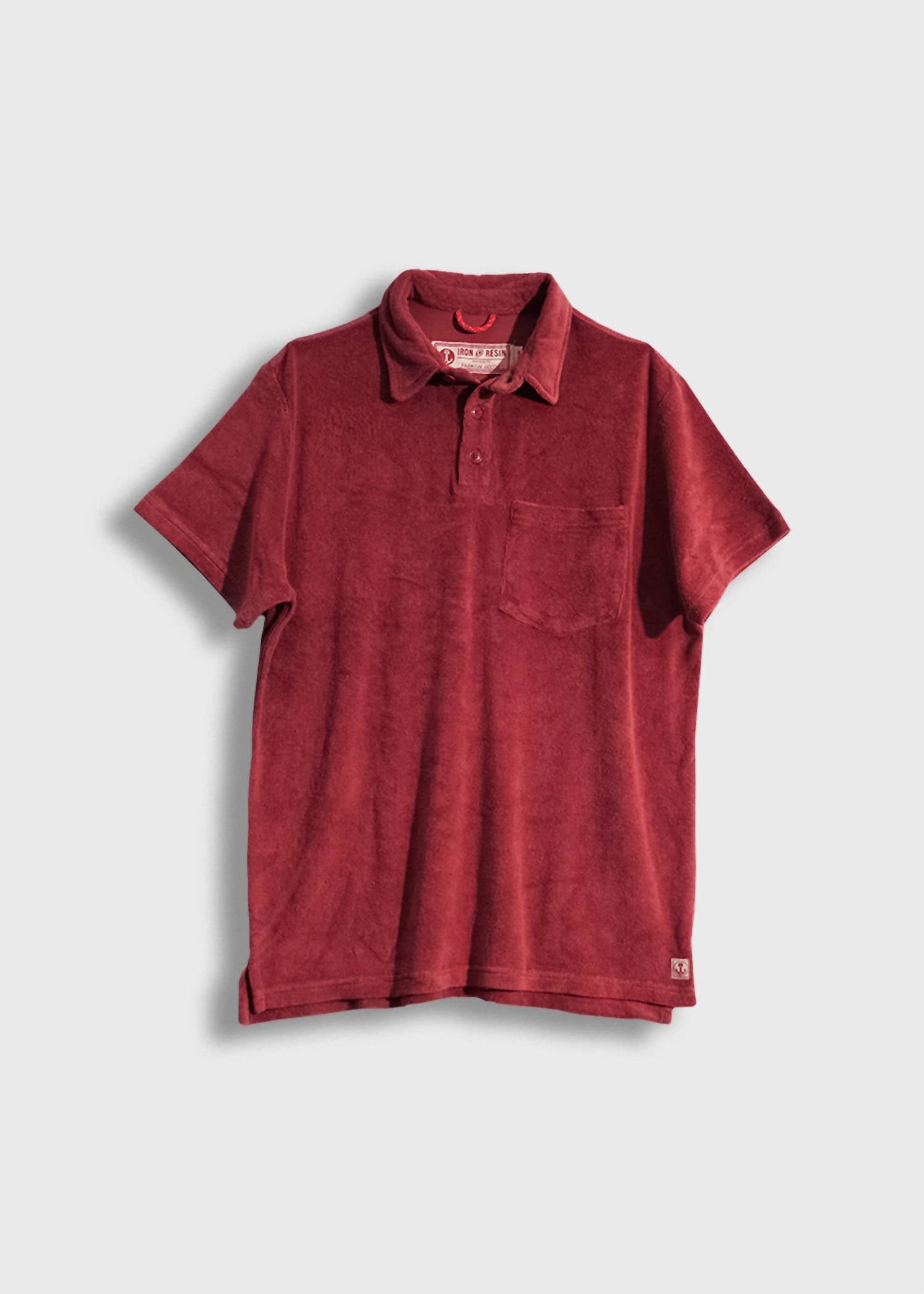 Iron & Resin Men's Terry Polo in marsala - men's shirt