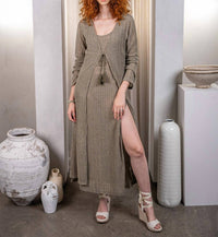 Paparazzi - Needle Out Knit Tie Front Maxi Duster