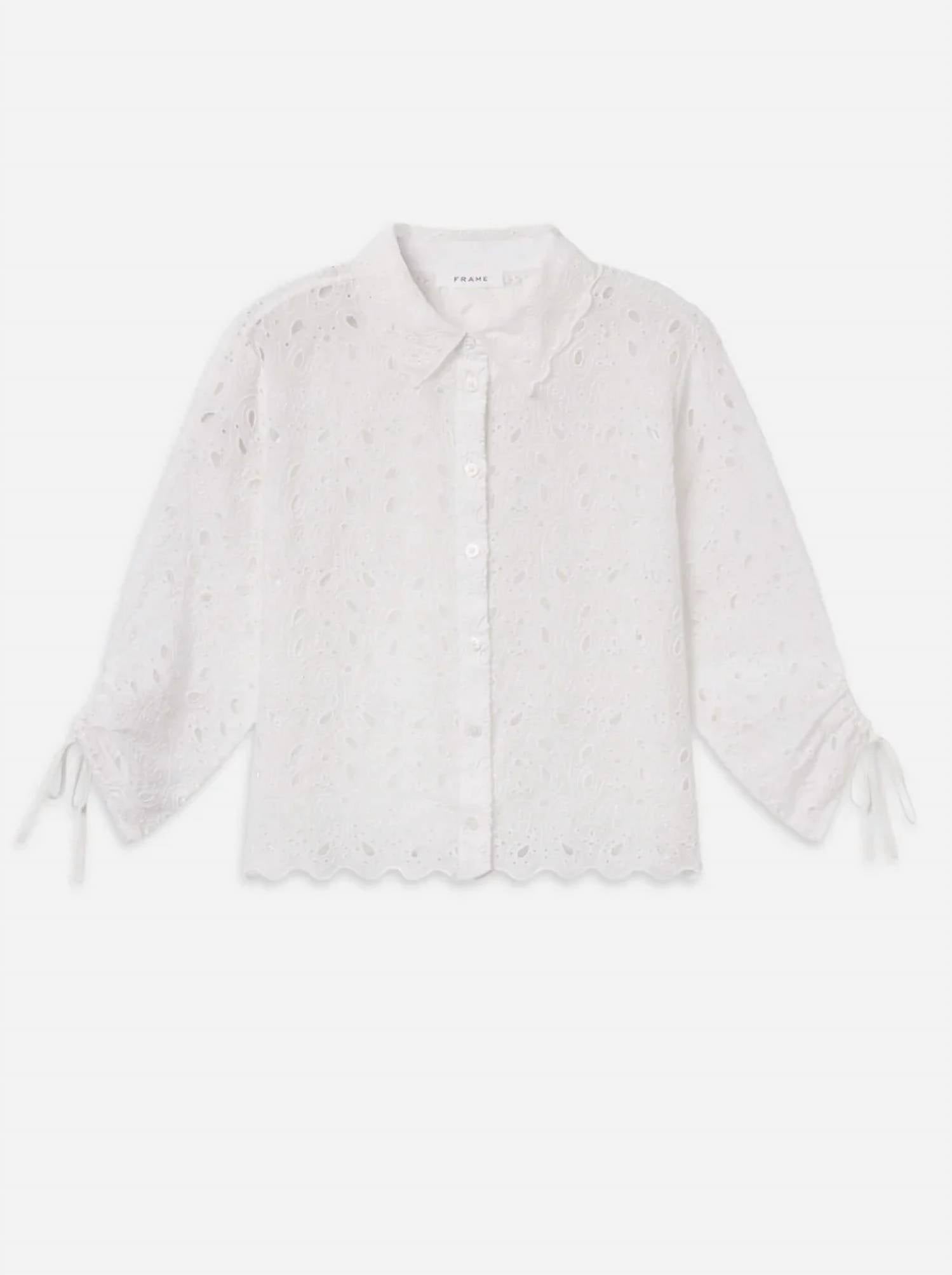 Frame - The Paisley Eyelet Cinch Sleeve Shirt
