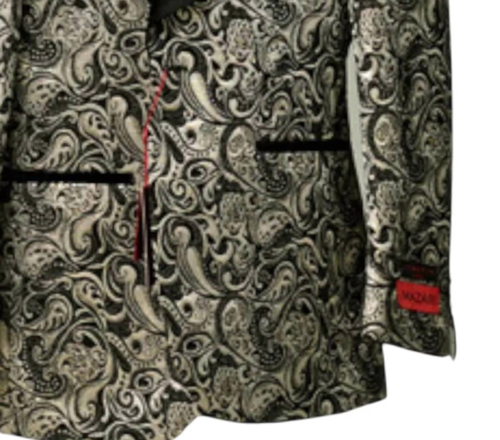 MAZARI Men's Paisley Blazer With Bow Tie in gold - men's jacket - alternate view