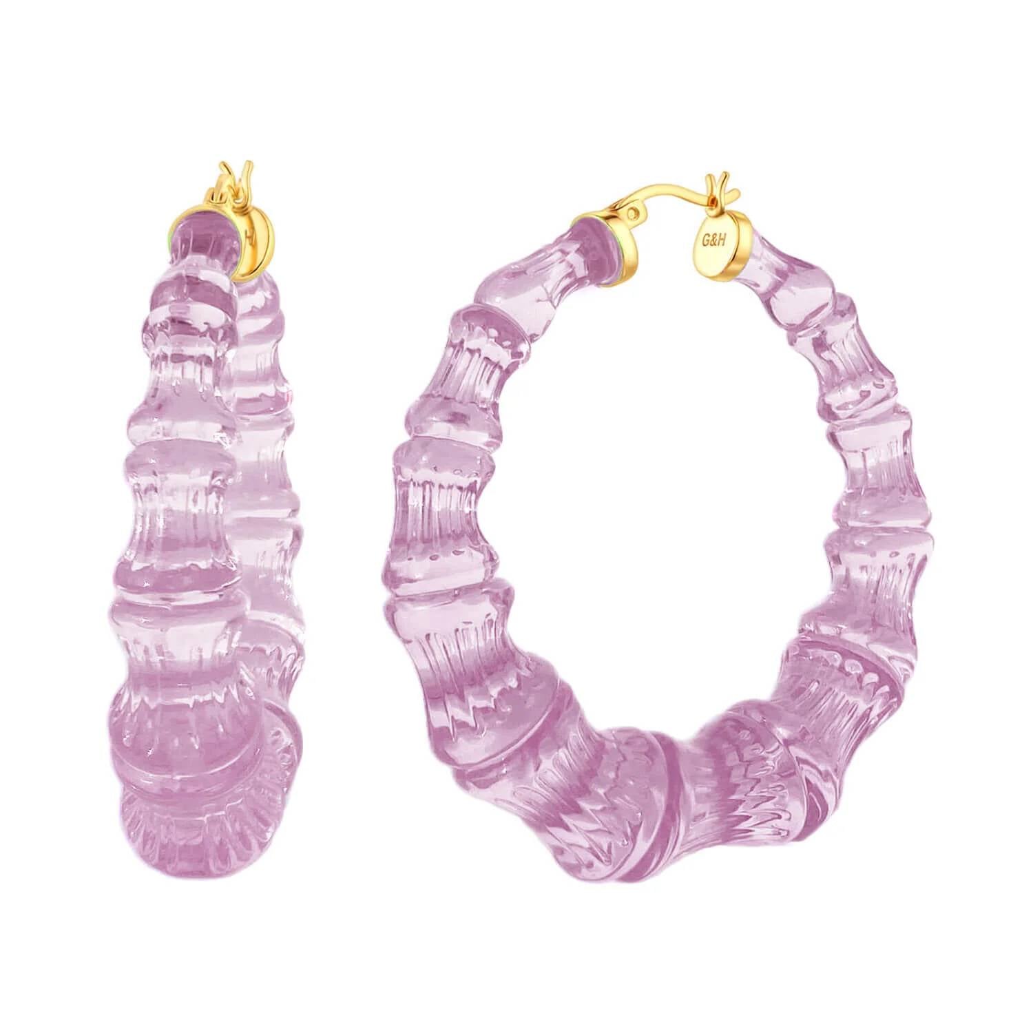 Gold & Honey - Women's Lucite Bamboo Hoop Earrings