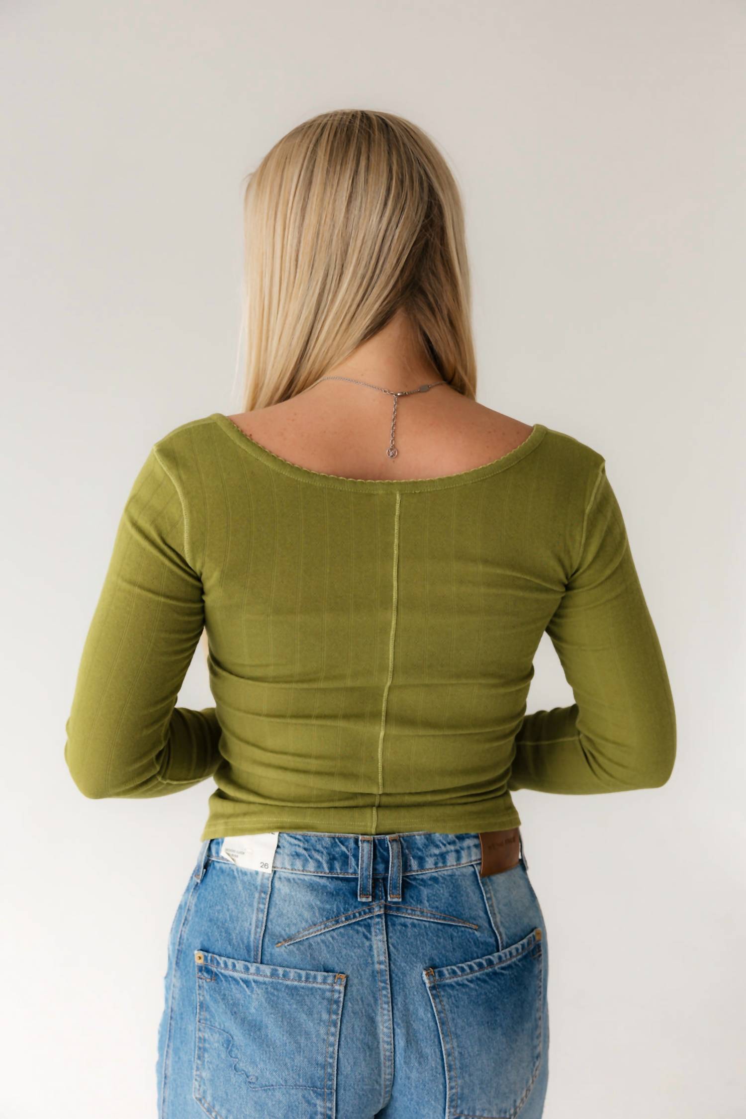 Free People End Game Pointelle Long Sleeve Top in fresh sprouts - women's long sleeve top - alternate view