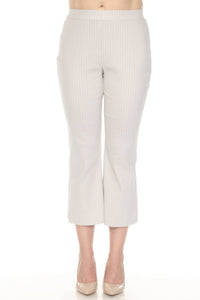 Joseph Ribkoff Jacquard Flared Cropped Pants in grey white - women's jeans - detail view