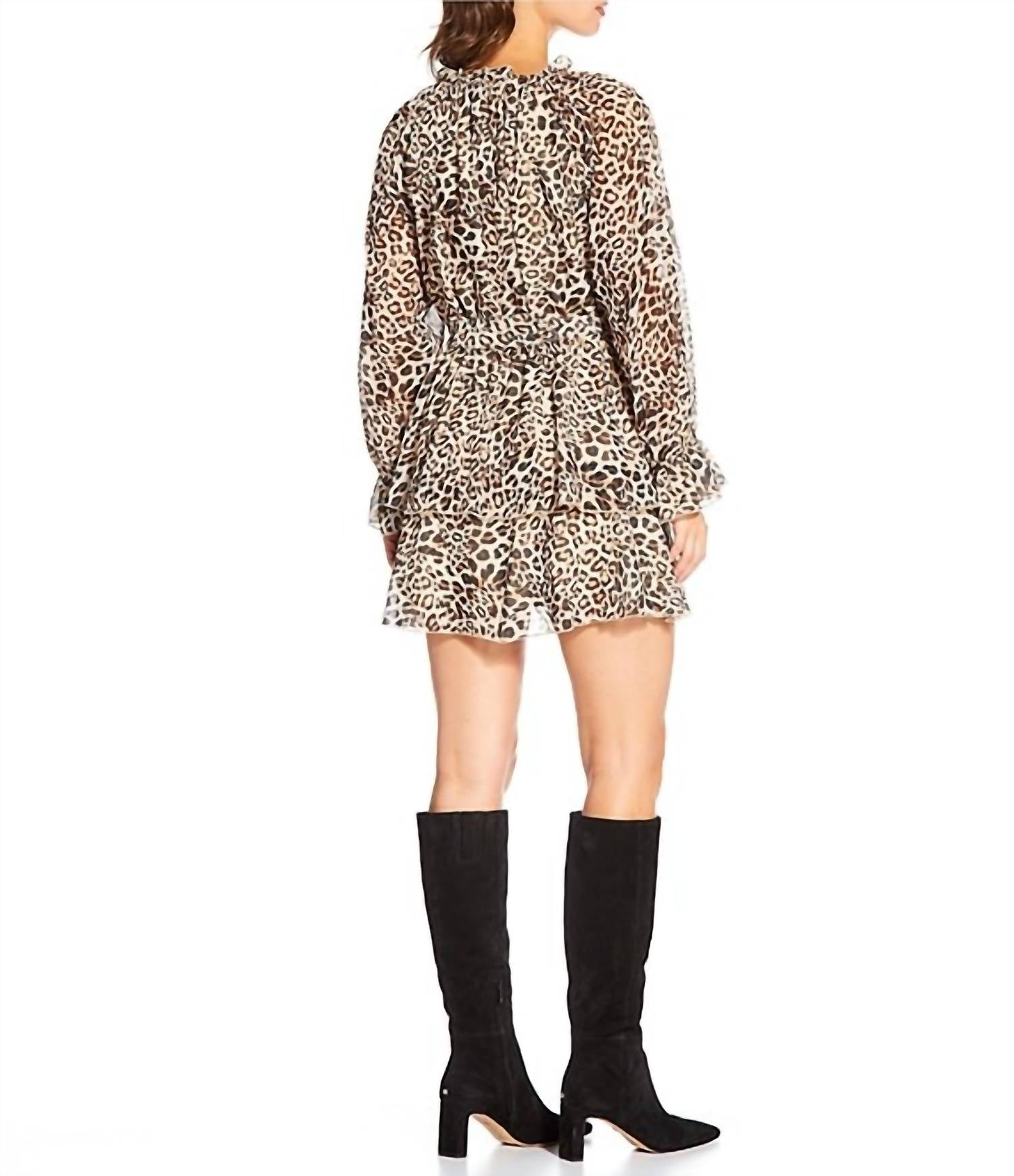 Lucy Paris - Santino Print V-neck Long Sleeve Mini Dress