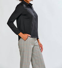 InCashmere Long Sleeve Cotton Knit Shirt in black - women's shirt - alternate view
