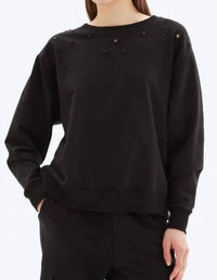 Chrldr - EYELET STAR STRAIGHT CREWNECK SWEATSHIRT