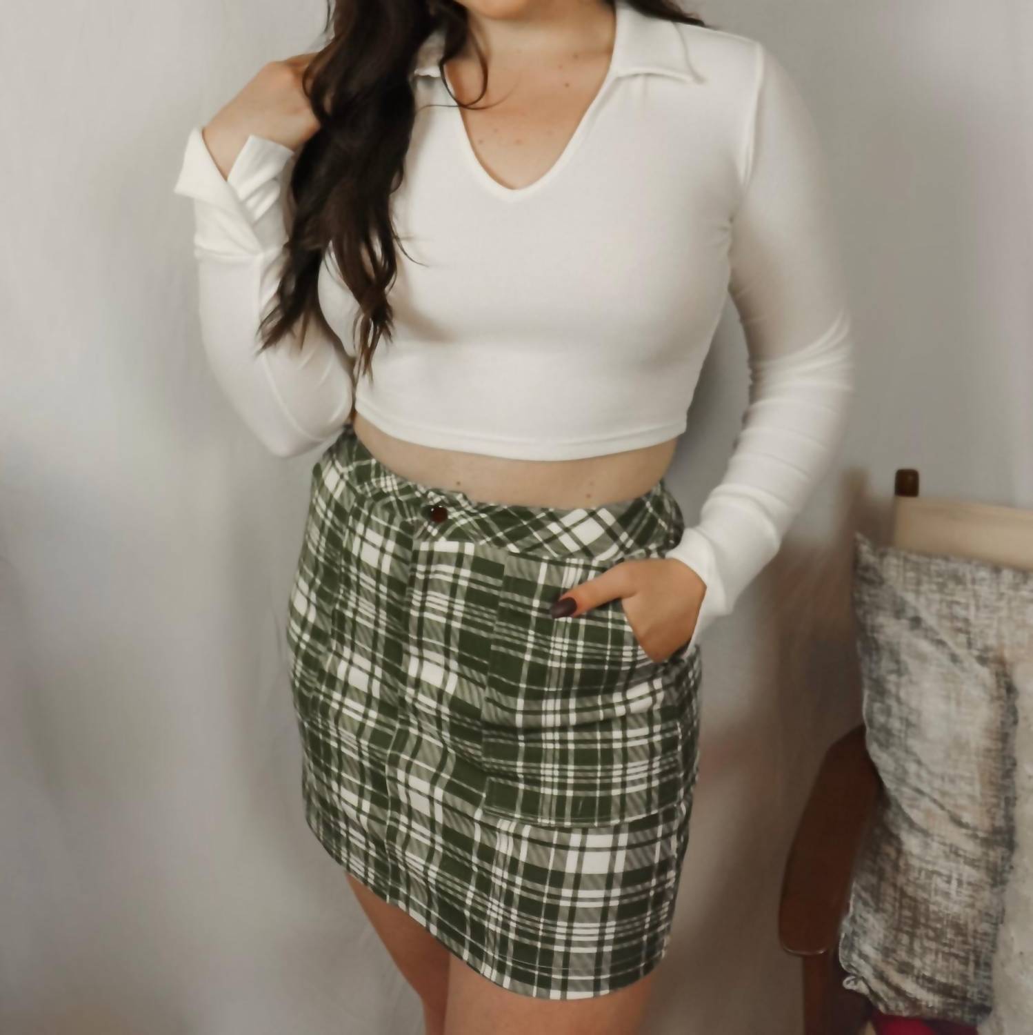Style Rack Candie Mini Skirt in green plaid - women's skirt