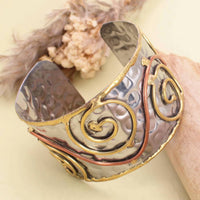 Zad - Women's Mixed Metal Hammered Cuff Bracelet