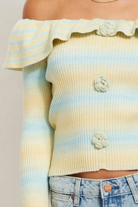 Illa Illa - Blue Mojito Off The Shoulder Sweater