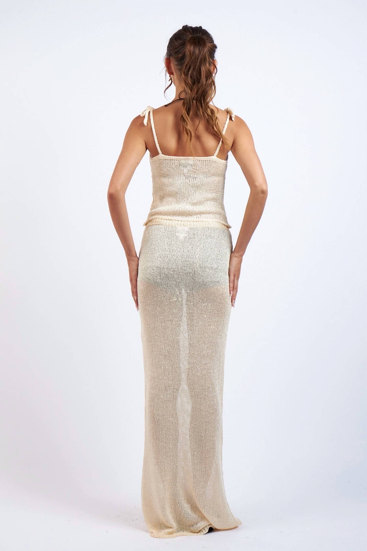 Sky to Moon Top & Maxi Skirt Cover-up Set in natural - women's skirt - alternate view
