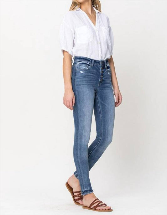 Flying Monkey - Finn High Rise Button Up Skinny Jean