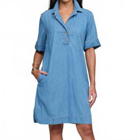 Hinson Wu Aileen Short Sleeve Dress in lt wash - women's dress