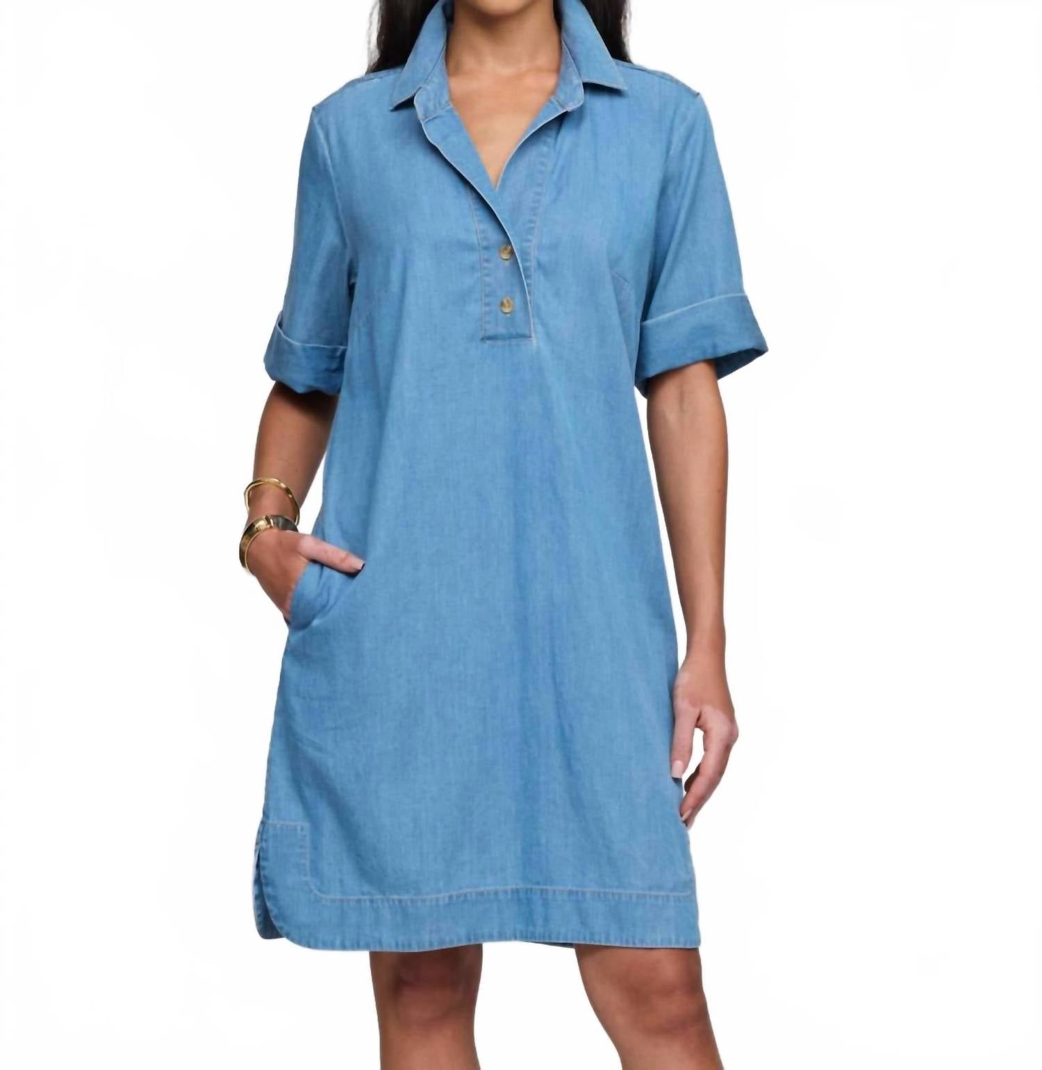 Hinson Wu Aileen Short Sleeve Dress in lt wash - women's dress