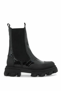Ganni - Women's Cleated Mid Chelsea Naplack Croco Boots