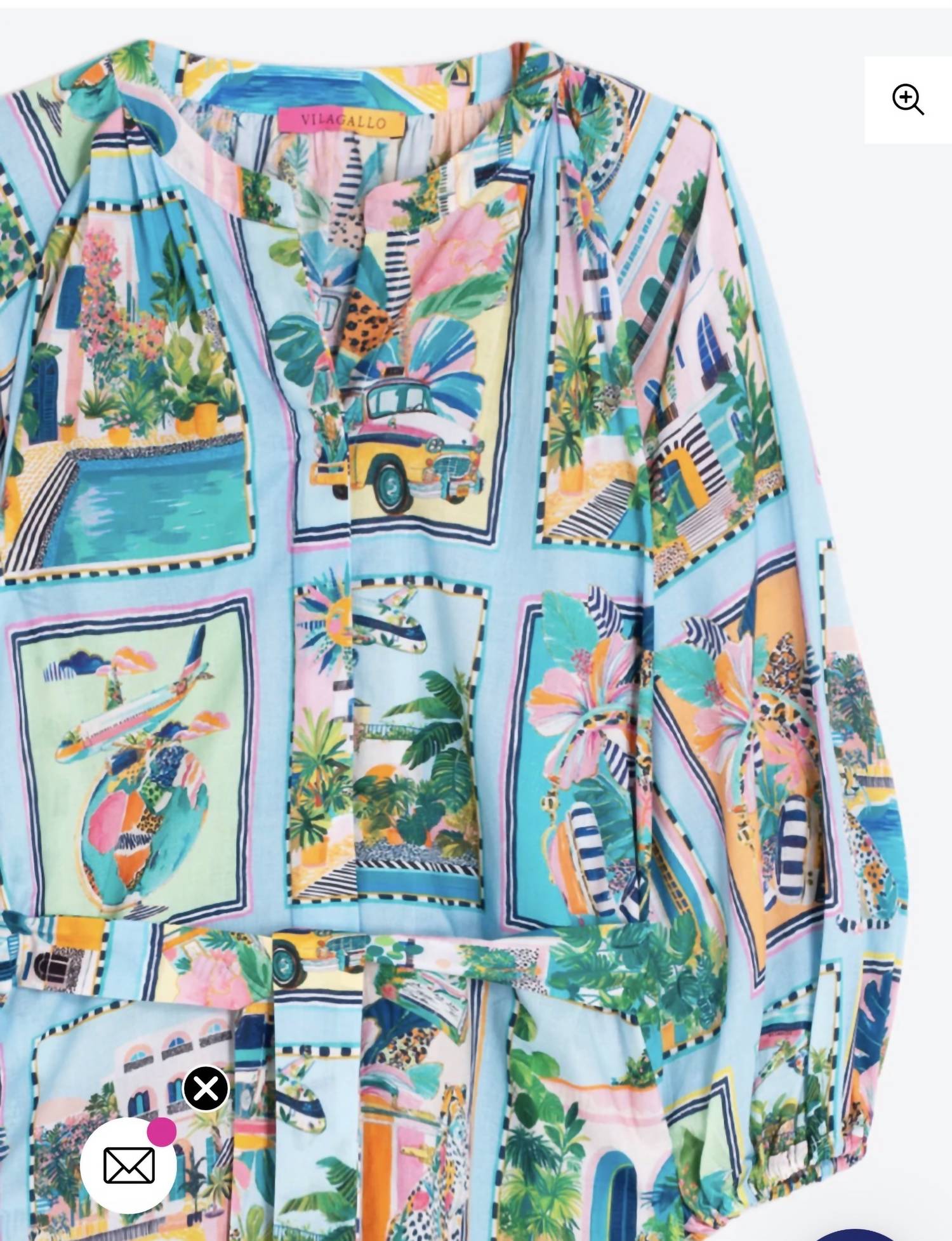 Vilagallo Sole Voila Print Dress in turquoise print - women's dress - alternate view
