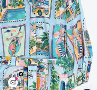 Vilagallo Sole Voila Print Dress in turquoise print - women's dress - detail view
