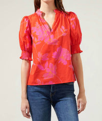 Sugarlips - Maylene Mile Floral Split Neck Top