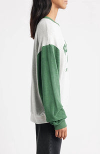 BOYS LIE Athletics Kara Crewneck Sweatshirt in grey green - women's top - detail view