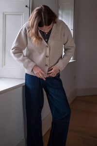 BIBICO Amita Ribbed Cardigan in natural white - women's cardigan - alternate view
