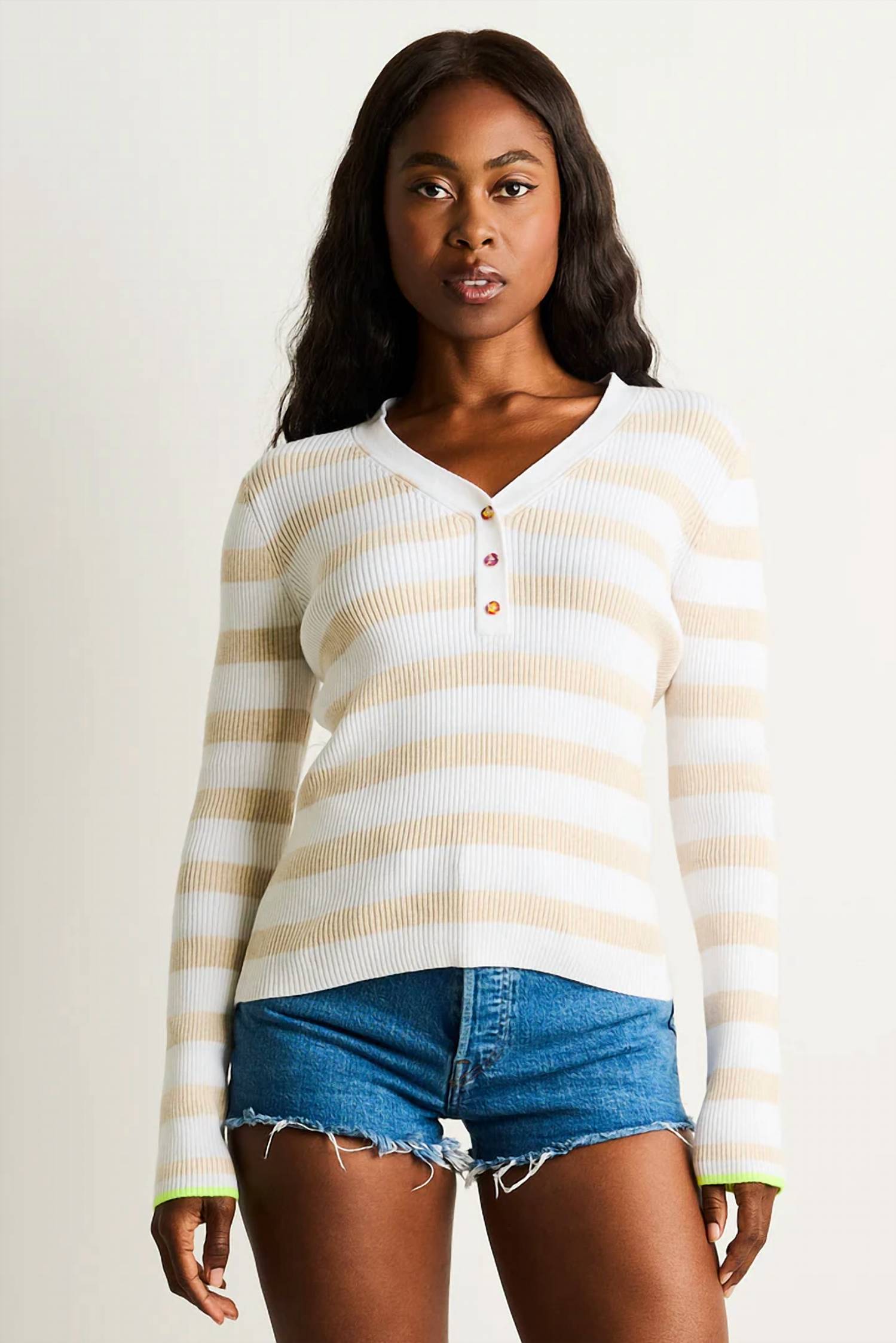 Lisa Todd - Lucky Stripe Cotton Henley Tee