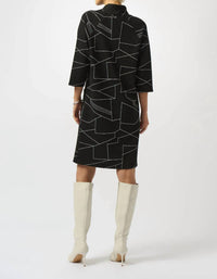 Joseph Ribkoff - Abstract Print 3/4 Sleeve Turtle Neck Straight Dress