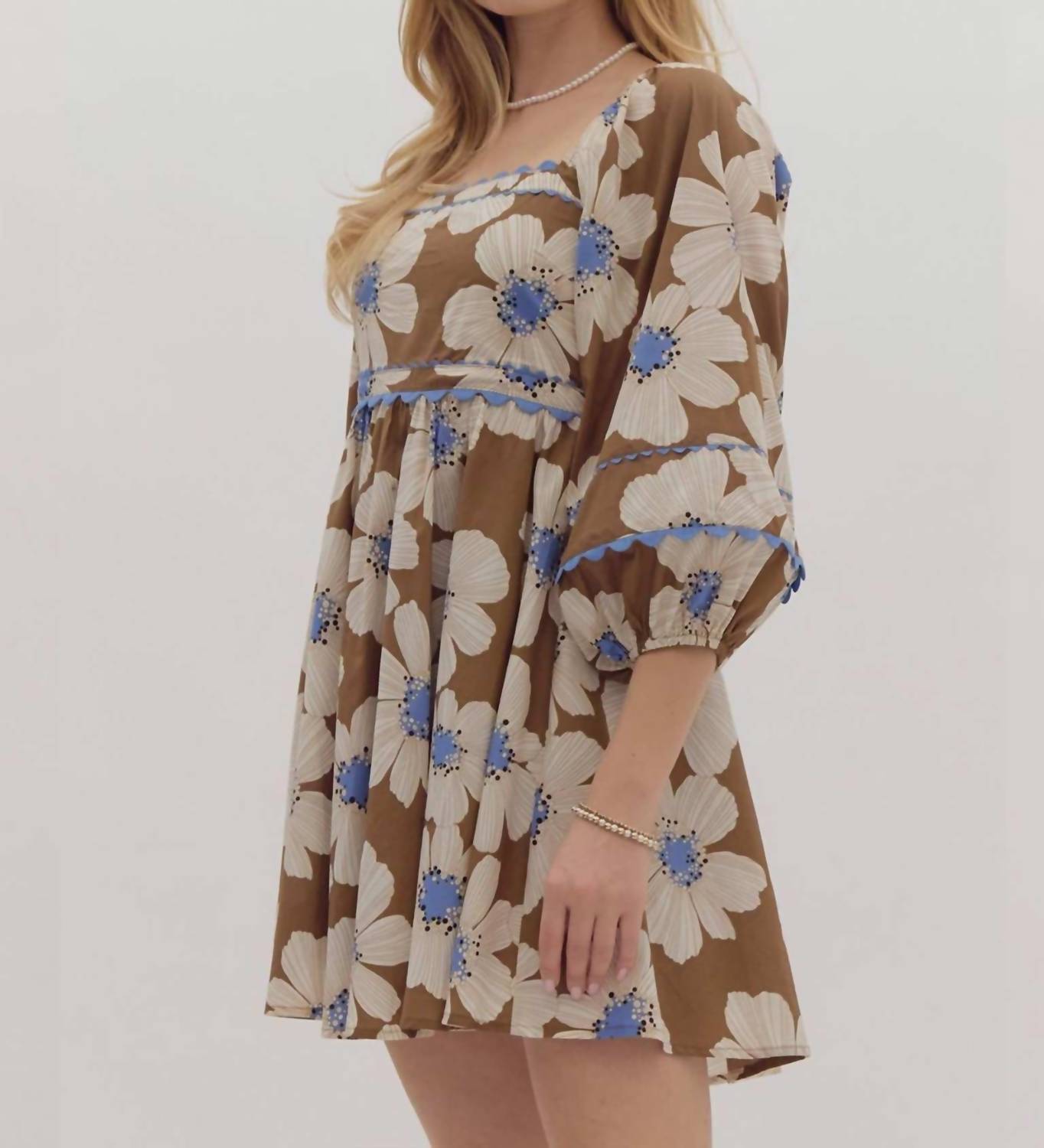 Entro - Floral Ric Rac Trim Babydoll Dress