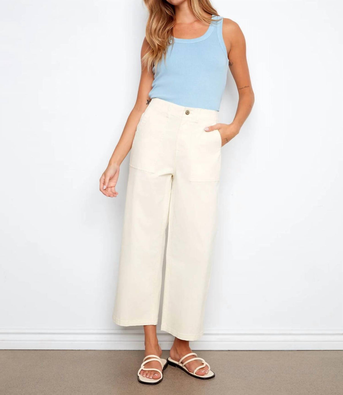 Charlie B - Cropped Utility Pocket Twill Pant