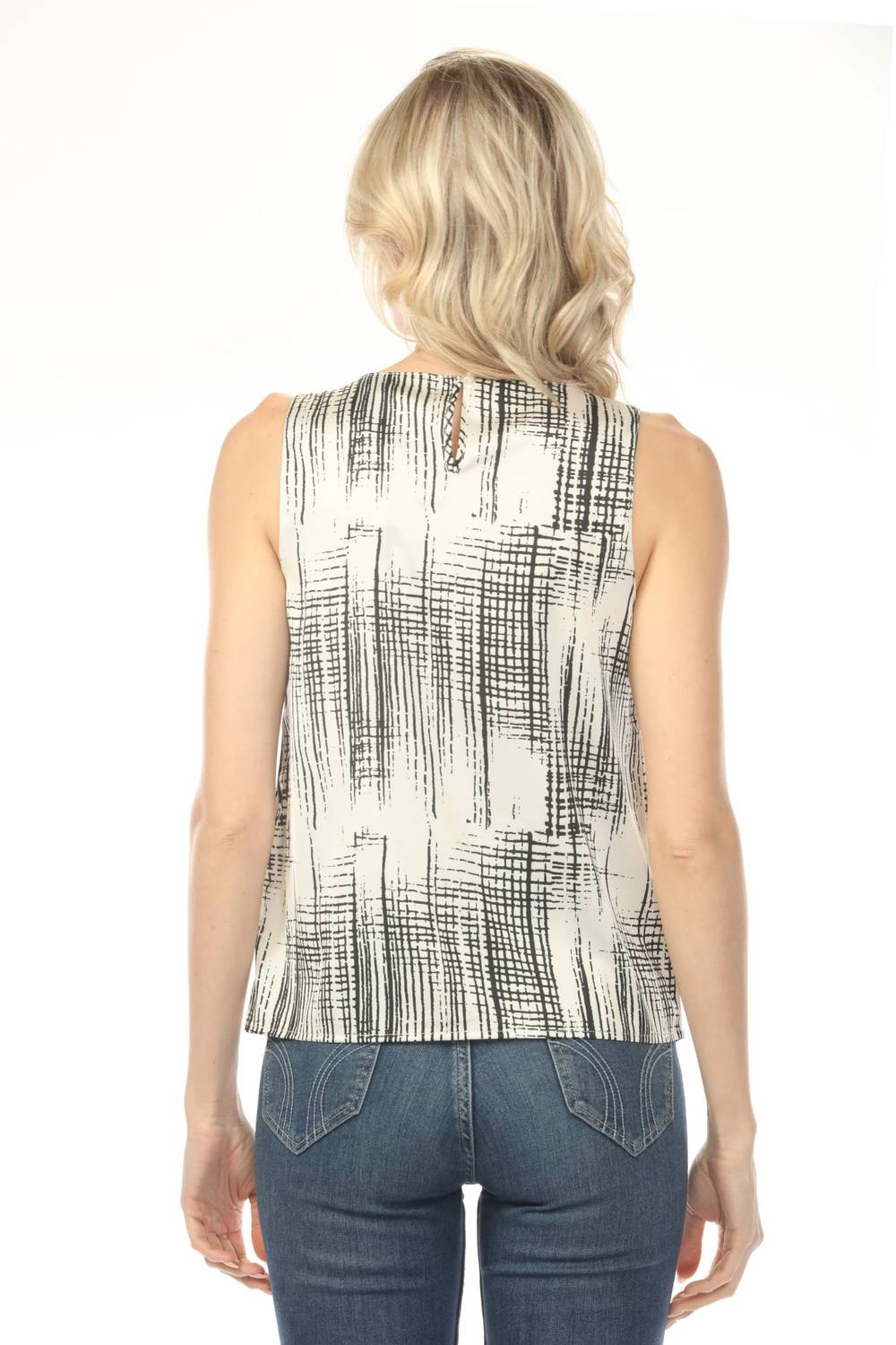 Charlie B - Printed Satin Keyhole Back Tank Top