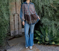 Young Threads - Mixed Floral Prints Patchwork Blouse