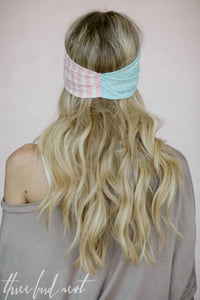 three bird nest Pastel American Flag Headband in multi - women's accessory - detail view