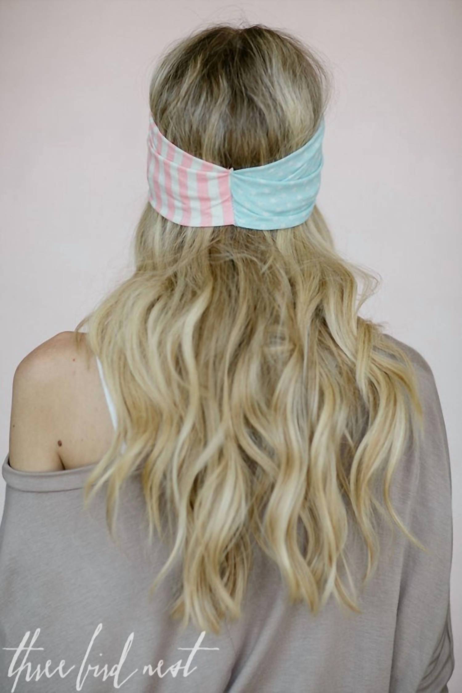 three bird nest Pastel American Flag Headband in multi - women's accessory - detail view