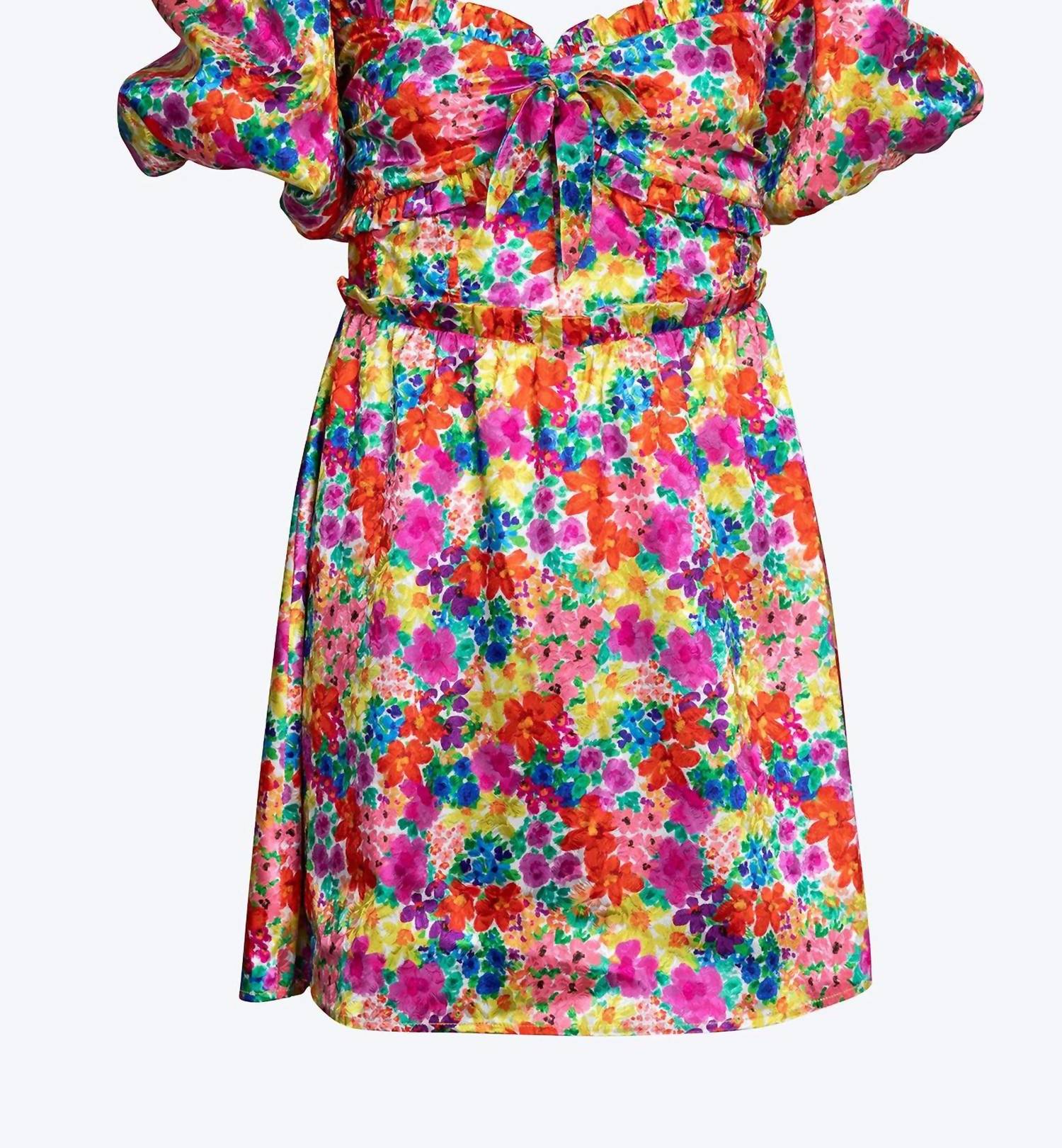 MERRILL PUFF SLEEVE OPEN-BACK SATIN JACQUARD MINI DRESS