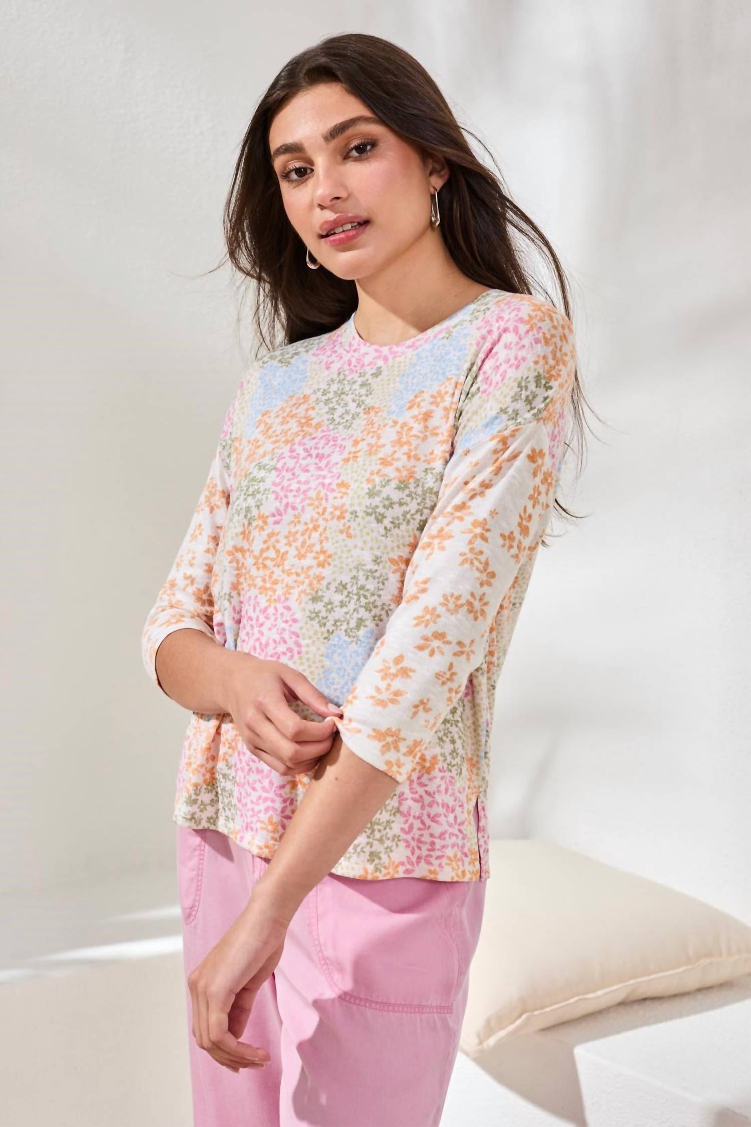 Tribal - 3/4 Sleeve Crew Neck Top