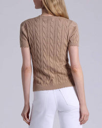 Minnie Rose - Cotton Frayed Cable Short Sleeve Tee